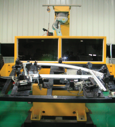 Car door frame welding system